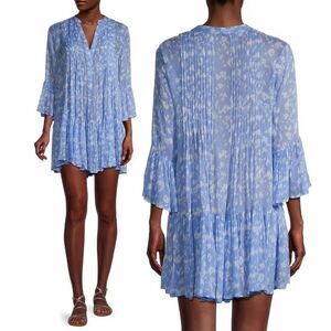 Evarae Summer Reverie Loli Pin Tucked Crinkled Georgette Mini Dress Retail $375